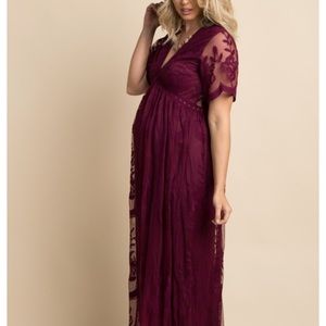 Lace Gown Burgundy - PinkBlush Maternity